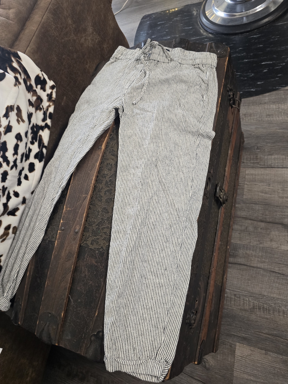 J. Crew Black and White Pinstripe Drawstring Pants